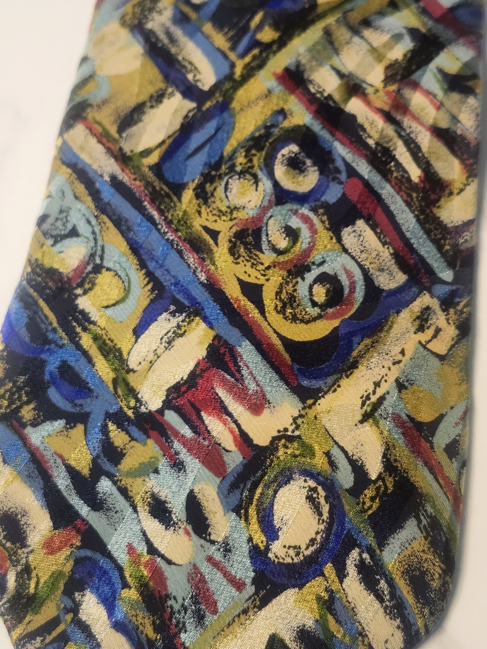 Vintage Serica Italy 100% Pure Silk Tie Abstract Geometric Multi-Color